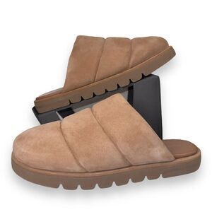 Stuart Weitzman Polar Cozy Lug Suede Mules Brown Women's 12M